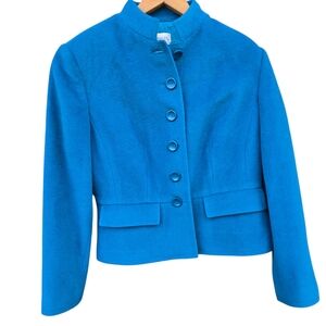 Chadwicks Wool Cashmere Sapphire Blue Jacket Career Business Size 10 Petite